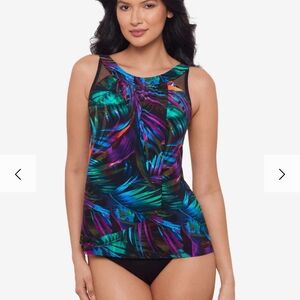 Miraclesuit Multicolor Tropical Tankini Top, Size12, NWOT